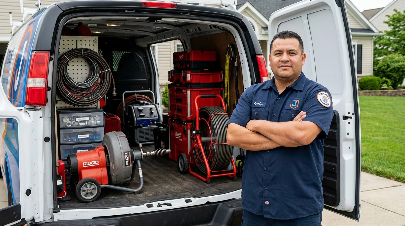 Professional drain cleaning equipment and Johns Plumbing LLC plumber in Chisago City